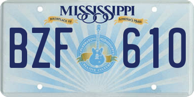 MS license plate BZF610