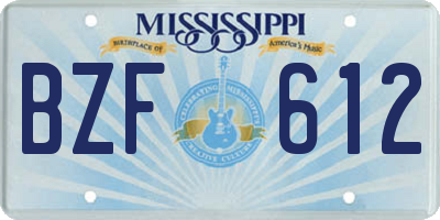 MS license plate BZF612