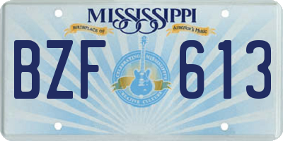 MS license plate BZF613