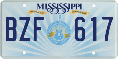 MS license plate BZF617