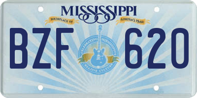 MS license plate BZF620