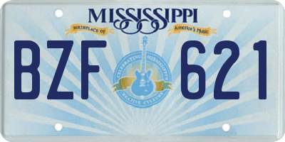 MS license plate BZF621