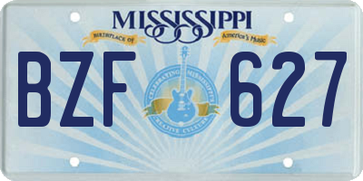 MS license plate BZF627