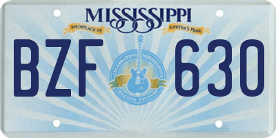 MS license plate BZF630