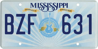 MS license plate BZF631