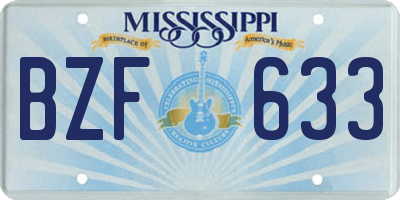 MS license plate BZF633