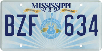 MS license plate BZF634