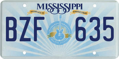 MS license plate BZF635