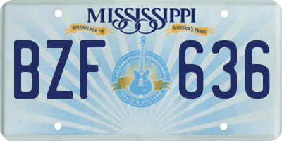MS license plate BZF636