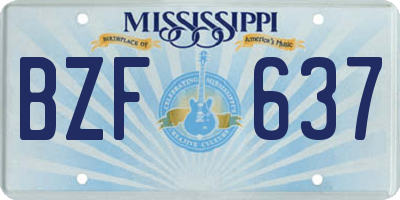 MS license plate BZF637