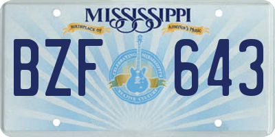 MS license plate BZF643