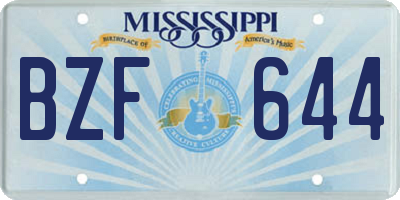 MS license plate BZF644