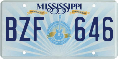 MS license plate BZF646