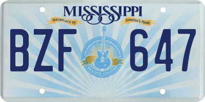MS license plate BZF647