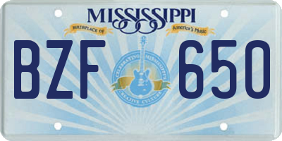 MS license plate BZF650