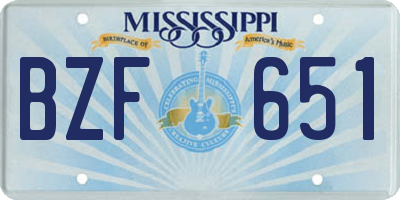 MS license plate BZF651
