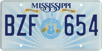 MS license plate BZF654