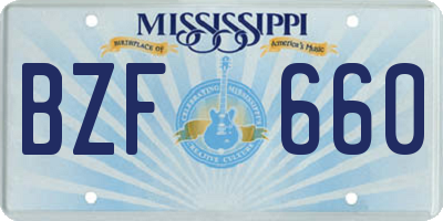 MS license plate BZF660