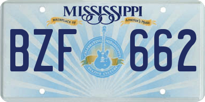 MS license plate BZF662