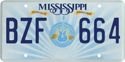MS license plate BZF664
