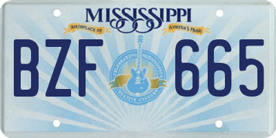 MS license plate BZF665