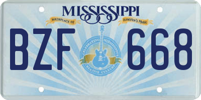 MS license plate BZF668