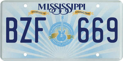 MS license plate BZF669