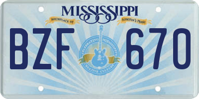 MS license plate BZF670