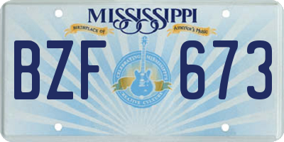 MS license plate BZF673