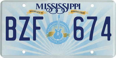MS license plate BZF674