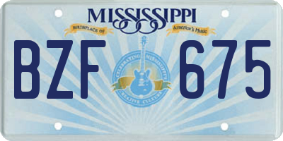 MS license plate BZF675