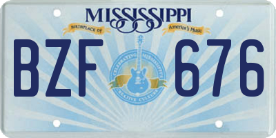 MS license plate BZF676