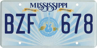 MS license plate BZF678