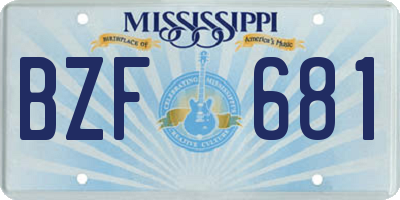 MS license plate BZF681