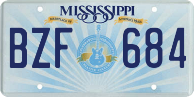 MS license plate BZF684
