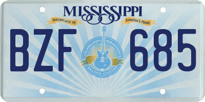 MS license plate BZF685