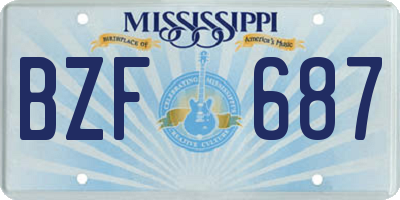 MS license plate BZF687