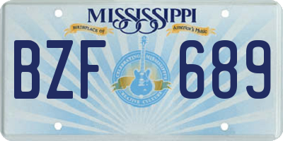 MS license plate BZF689