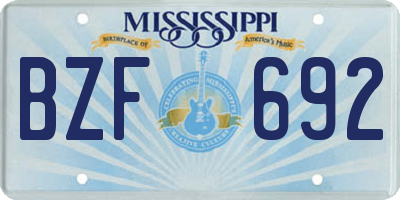 MS license plate BZF692