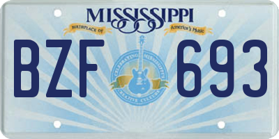 MS license plate BZF693