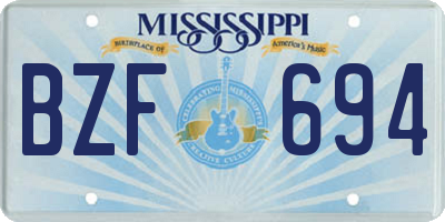 MS license plate BZF694