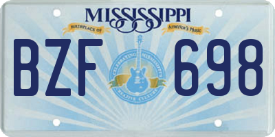 MS license plate BZF698