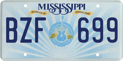 MS license plate BZF699