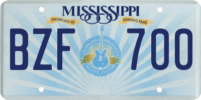 MS license plate BZF700