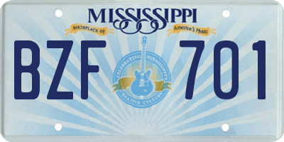 MS license plate BZF701