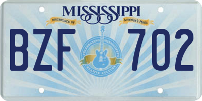 MS license plate BZF702