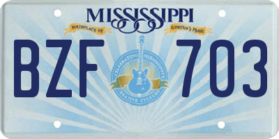 MS license plate BZF703