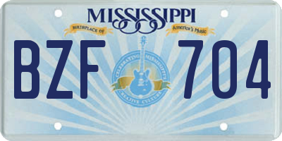 MS license plate BZF704