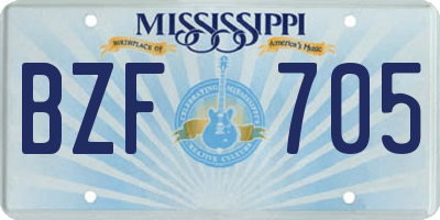 MS license plate BZF705
