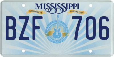MS license plate BZF706